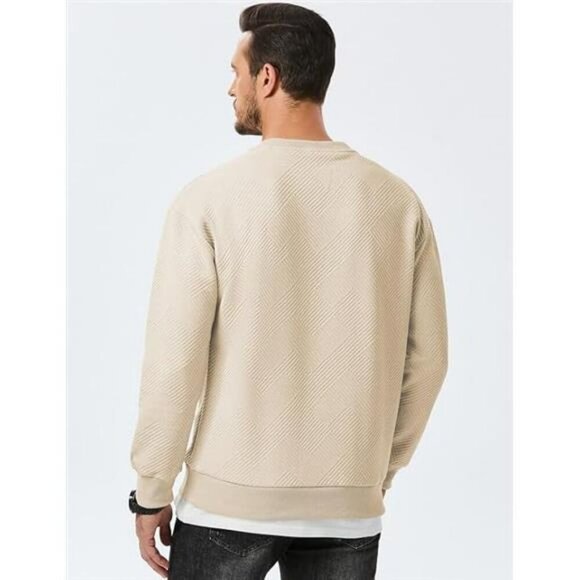 Mens Crewneck Sweatshirt Geometric Texture Long Sleeve Casual Pullover Top - Picture 2 of 6